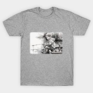 Little Boy Fishing T-Shirt